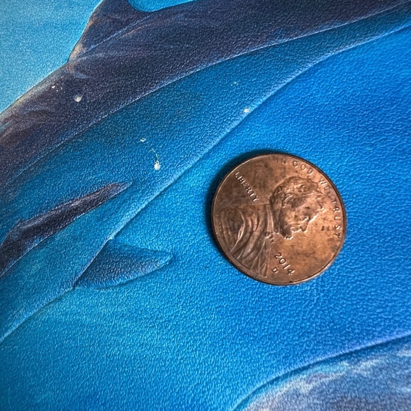 Cedar Paddle Wallet 2 Dolphins Bifold 7 1/2"  Long Blue Snap Closure Whitworth - Picture 7 of 7